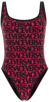 Versace Bedrukt stretchylon badpak Versace , Purple , Dames