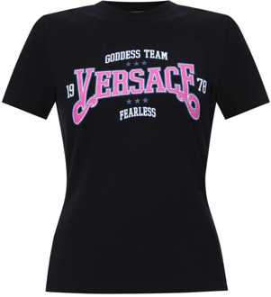 Versace Bedrukt T-shirt Versace , Black , Dames - Xs,2Xs