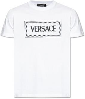 Versace Bedrukt T-shirt Versace , White , Heren - Xl,L,M,S