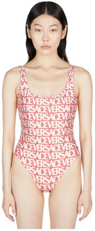 Versace Bedrukte badpak met logo Versace , Pink , Dames - M,S