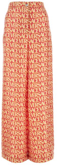 Versace Bedrukte zijden wijde broek Versace , Multicolor , Dames - S,Xs,2Xs