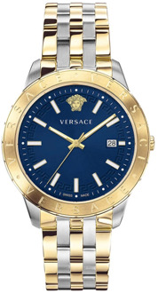 Versace Blauw Staal Quartz Horloge Versace , Yellow , Heren - ONE Size