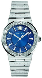 Versace Blauw Stalen Quartz Horloge Versace , Gray , Heren - ONE Size