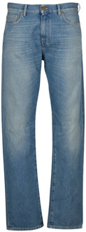 Versace Blauwe Denim Straight Leg Jeans Versace , Blue , Heren - W32