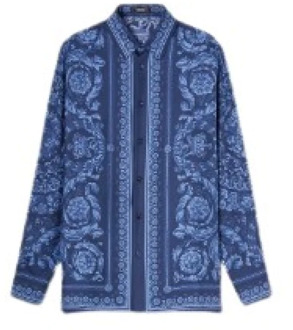 Versace Blauwe Overhemden voor Heren Versace , Blue , Heren - Xl,L,M