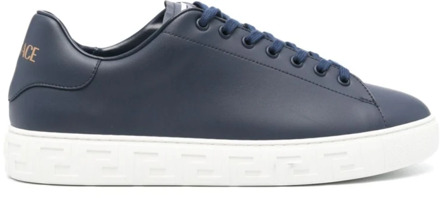Versace Blauwe Sneakers met Logo Patch Versace , Blue , Heren - 41 1/2 Eu,40 1/2 Eu,45 Eu,43 Eu,41 Eu,40 EU