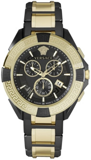 Versace Chrono Sporty Zwart Goud Horloge Versace , Multicolor , Heren - ONE Size