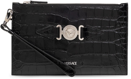 Versace Clutch Tas met logo Versace , Black , Heren - ONE Size