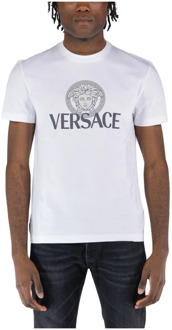Versace Compact T-Shirt Versace , White , Heren - Xl,L,M