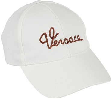 Versace Denim Baseball Cap met Touw Borduurwerk Versace , White , Heren - 59 Cm,57 Cm,58 CM