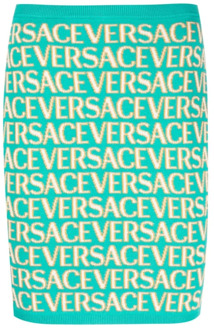 Versace Gebreide Rok Jacquard Serie Versace , Blue , Dames - XS