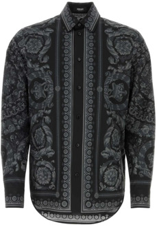 Versace Gedrukte Poplin Overhemd Versace , Black , Heren - Xl,L,M