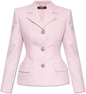 Versace Geruite blazer Versace , Pink , Dames - Xs,2Xs