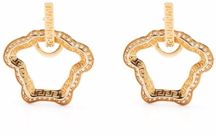 Versace Gouden Medusa Kristal Oorbellen Paar Versace , Beige , Dames - ONE Size