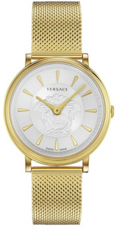 Versace Gouden Medusa V Circle Horloge Versace , Yellow , Dames - ONE Size