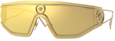 Versace Gouden Shield Zonnebril Versace , Yellow , Heren - 45 MM