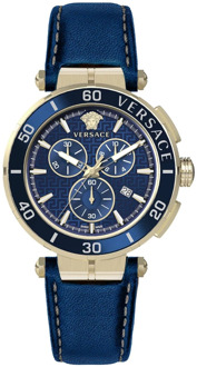 Versace Greca Chronograaf Blauw wijzerplaat horloge Versace , Blue , Heren - ONE Size