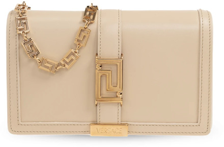 Versace Greca Goddess Mini portemonnee aan ketting Versace , Beige , Dames - ONE Size