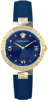 Versace Greca Lady Leren Band Horloge Versace , Yellow , Dames - ONE Size