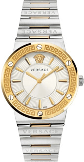 Versace Greca Logo Bicolor Horloge Versace , Gray , Dames - ONE Size
