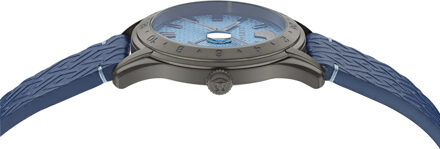 Versace Greca Tijd GMT Heren Blauwe Horloge VE7C00423