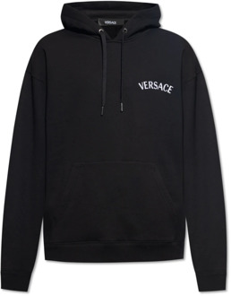 Versace Hoodie met geborduurd logo Versace , Black , Heren - Xl,L,M,S