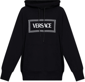 Versace Hoodie met logo Versace , Black , Dames - S,Xs,2Xs,3Xs
