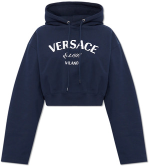 Versace Hoodie met logo Versace , Blue , Dames - M,S,Xs,2Xs