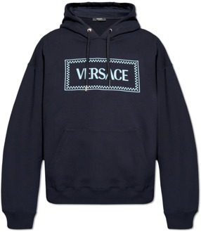 Versace Hoodie met logo Versace , Blue , Heren - 2Xl,Xl,L,M,S