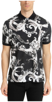 Versace Jeans Couture Abstract Waterverf Polo Shirt Versace Jeans Couture , Black , Heren - Xl,L