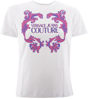 Versace Jeans Couture Barocco Print Crew Neck T-shirt Versace Jeans Couture , White , Dames - M,S,Xs