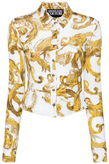 Versace Jeans Couture Barocco Print Wit Overhemd Versace Jeans Couture , White , Dames - M,S,Xs