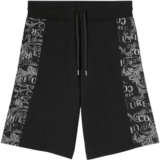 Versace Jeans Couture Barok Logo Couture Sweat Shorts Versace Jeans Couture , Black , Heren - Xl,L,M,S