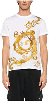 Versace Jeans Couture Barok Panel T-Shirt Versace Jeans Couture , White , Heren - 2Xl,Xl,L,M,S