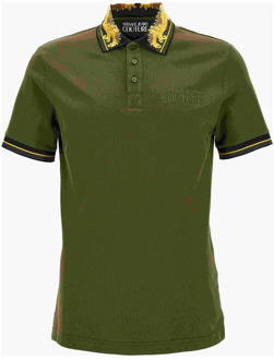 Versace Jeans Couture Barok Patroon Polo Shirt Groen Versace Jeans Couture , Green , Heren - 2Xl,Xl,L,M,S,Xs,3Xl