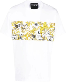 Versace Jeans Couture Barok Wit T-Shirt Versace Jeans Couture , White , Heren - M,Xs