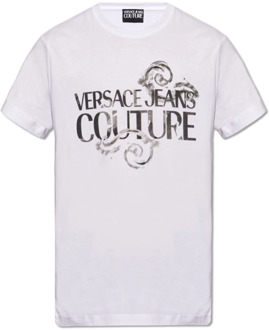 Versace Jeans Couture Bedrukt T-shirt Versace Jeans Couture , White , Heren - 2Xl,Xl,L,M,S