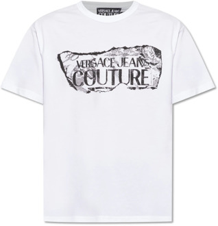 Versace Jeans Couture Bedrukt T-shirt Versace Jeans Couture , White , Heren - 2XL
