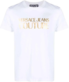 Versace Jeans Couture Bianco T-shirt met Korte Mouwen - Herenmode Versace Jeans Couture , White , Heren - Xl,L,M,S,Xs
