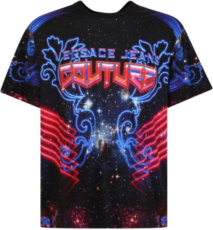 Versace Jeans Couture Blauw Galaxy Print T-Shirt voor Heren Versace Jeans Couture , Blue , Heren - S