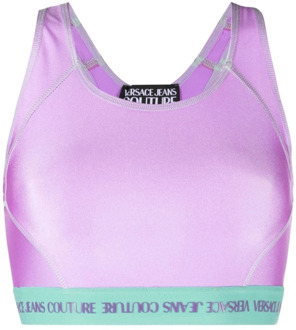 Versace Jeans Couture Couture Paarse Top met Unieke Kleurencombinatie Versace Jeans Couture , Purple , Dames - M,S