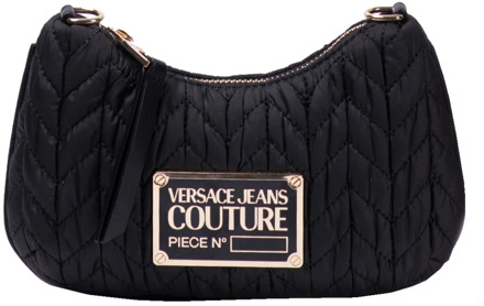 Versace Jeans Couture Crunchy Sketch 2 Tas - Zwarte Crossbody met Metallic VJC Logo Versace Jeans Couture , Black , Dames - ONE Size