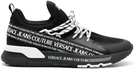 Versace Jeans Couture Dynamische Zwarte Logo Sneaker Versace Jeans Couture , Black , Heren - 42 Eu,41 Eu,43 Eu,44 Eu,40 Eu,45 EU