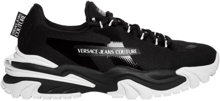 Versace Jeans Couture Effen Vetersluiting Trail Treck Sneakers Versace Jeans Couture , Black , Heren - 39 Eu,40 EU