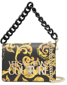 Versace Jeans Couture Elegante Zwarte Handtas met Metalen Logo Versace Jeans Couture , Multicolor , Dames - ONE Size