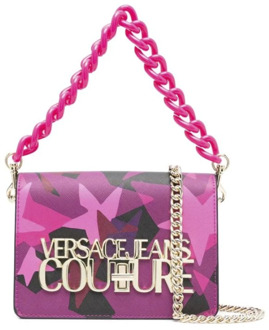 Versace Jeans Couture Fuchsia All Over Print Crossbody Tas Versace Jeans Couture , Pink , Dames - ONE Size