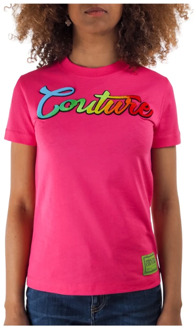 Versace Jeans Couture Fuchsia Couture T-shirt met korte mouwen Versace Jeans Couture , Pink , Dames - L,S,Xs