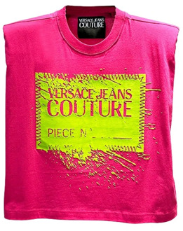 Versace Jeans Couture Fuchsia Mouwloze Top met Schoudervullingen Versace Jeans Couture , Pink , Dames