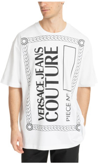 Versace Jeans Couture Gestreept Logo T-shirt Versace Jeans Couture , White , Heren - M,S