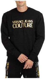 Versace Jeans Couture Gestreepte Logo Sweatshirt Versace Jeans Couture , Black , Heren - Xl,L,M